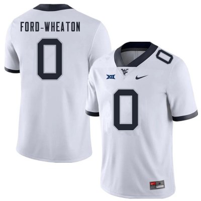 Men's West Virginia Mountaineers NCAA #0 Bryce Ford-Wheaton White Authentic Nike Stitched College Football Jersey HT15B83OW